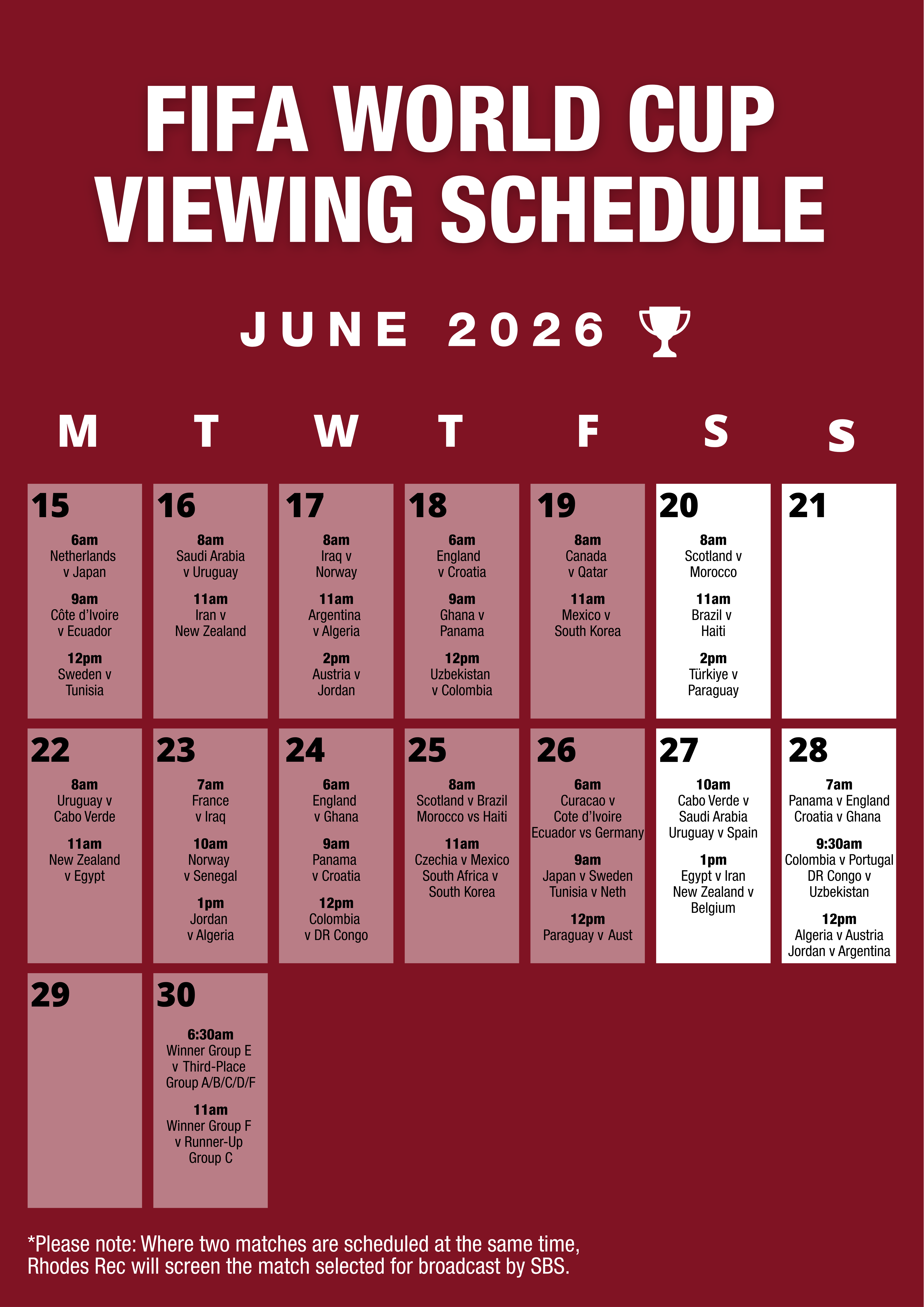 Match schedule