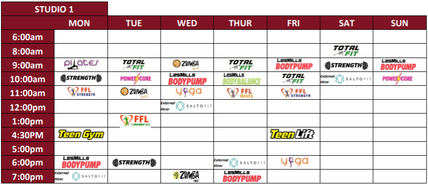 Studio 1 timetable