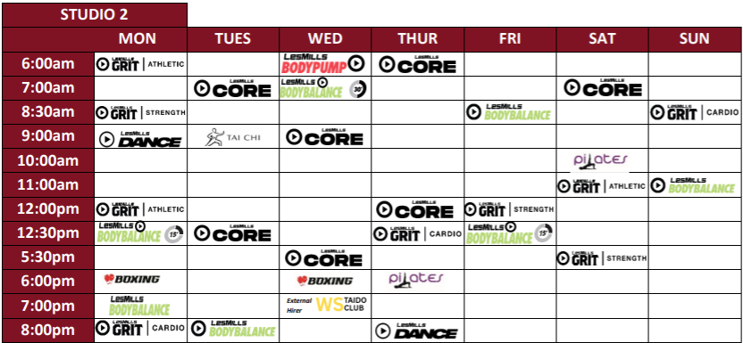 Studio 2 timetable