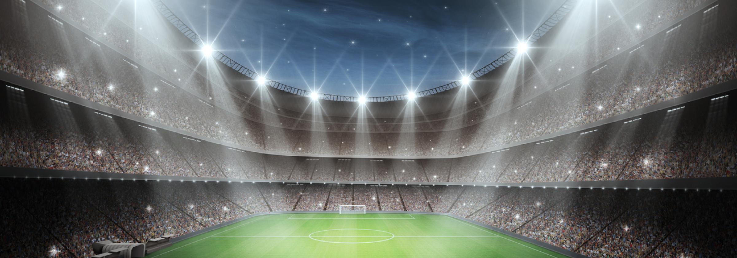 Soccer stadium with bright lights