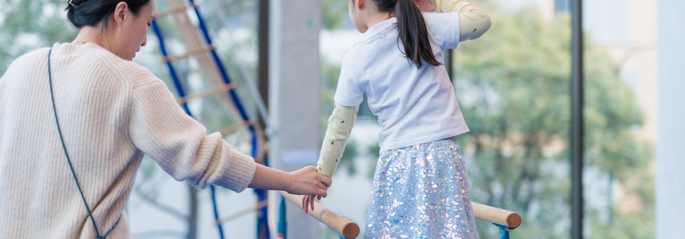 Child using balance beam