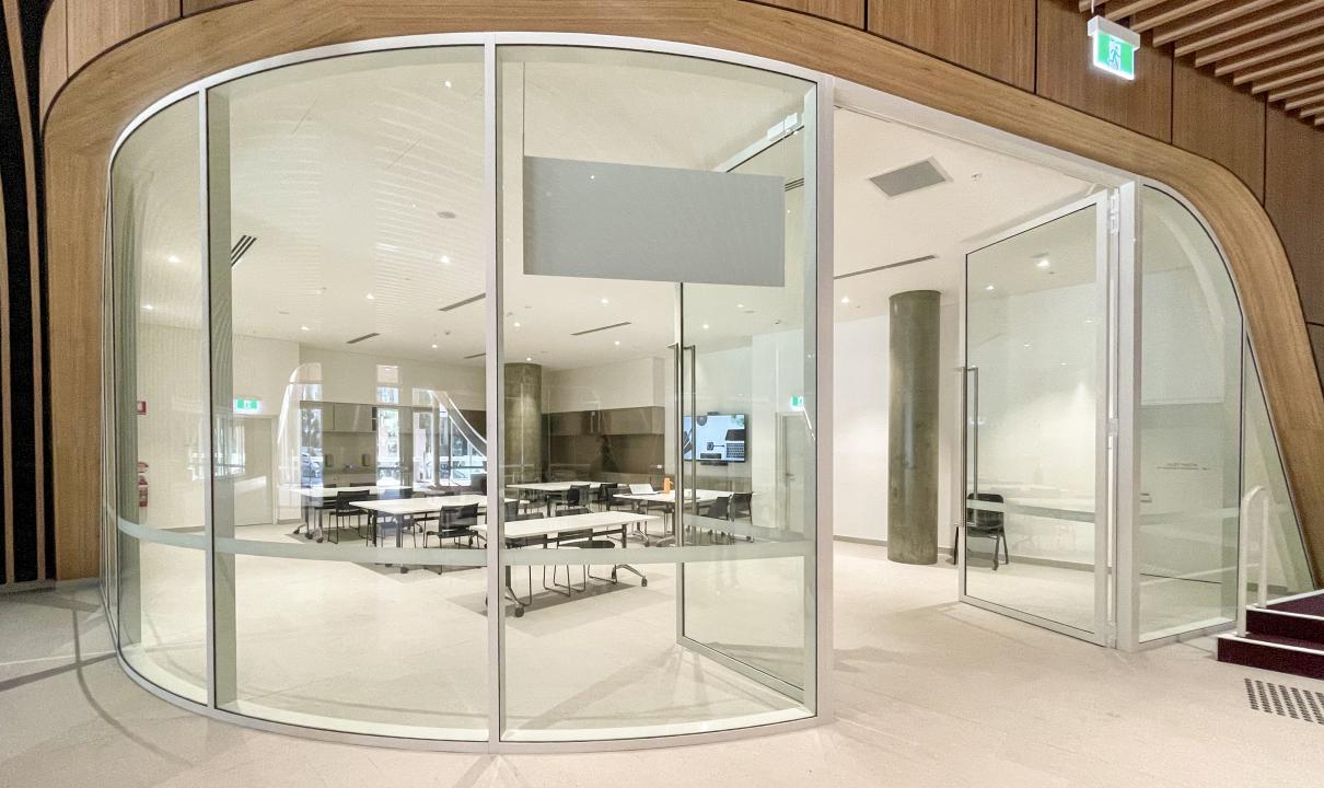 Empty room with glass windows