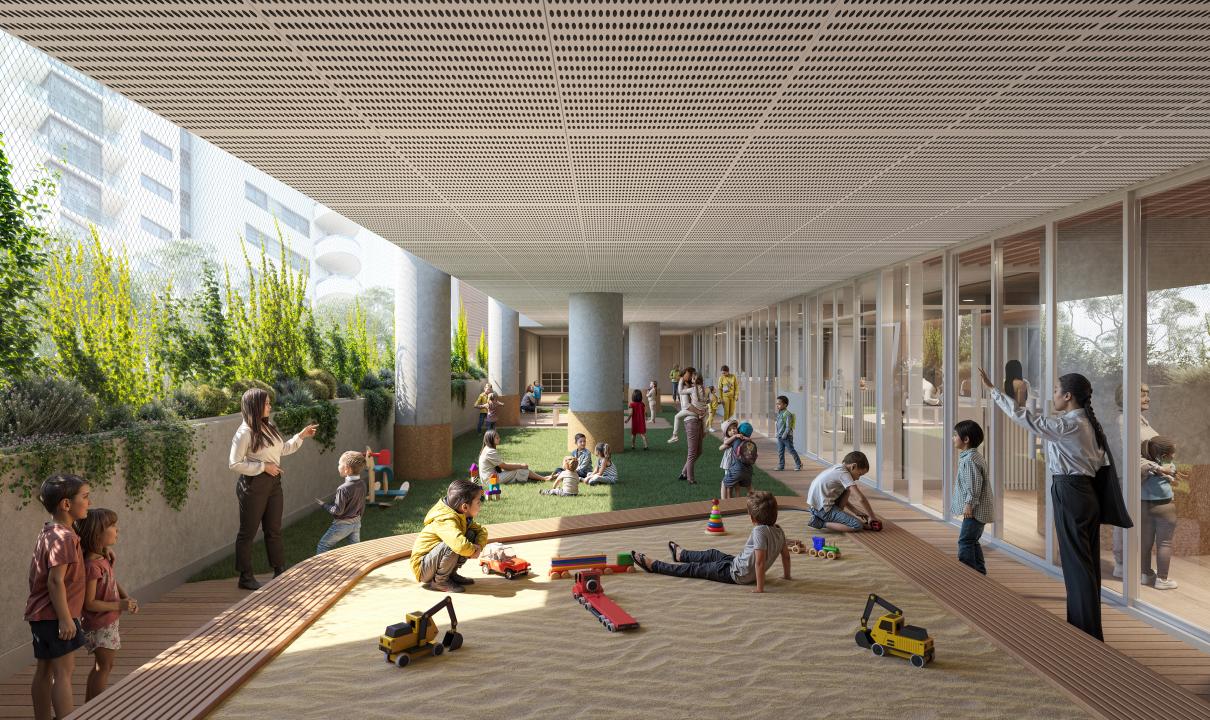 Artists' impression of childcare balcony