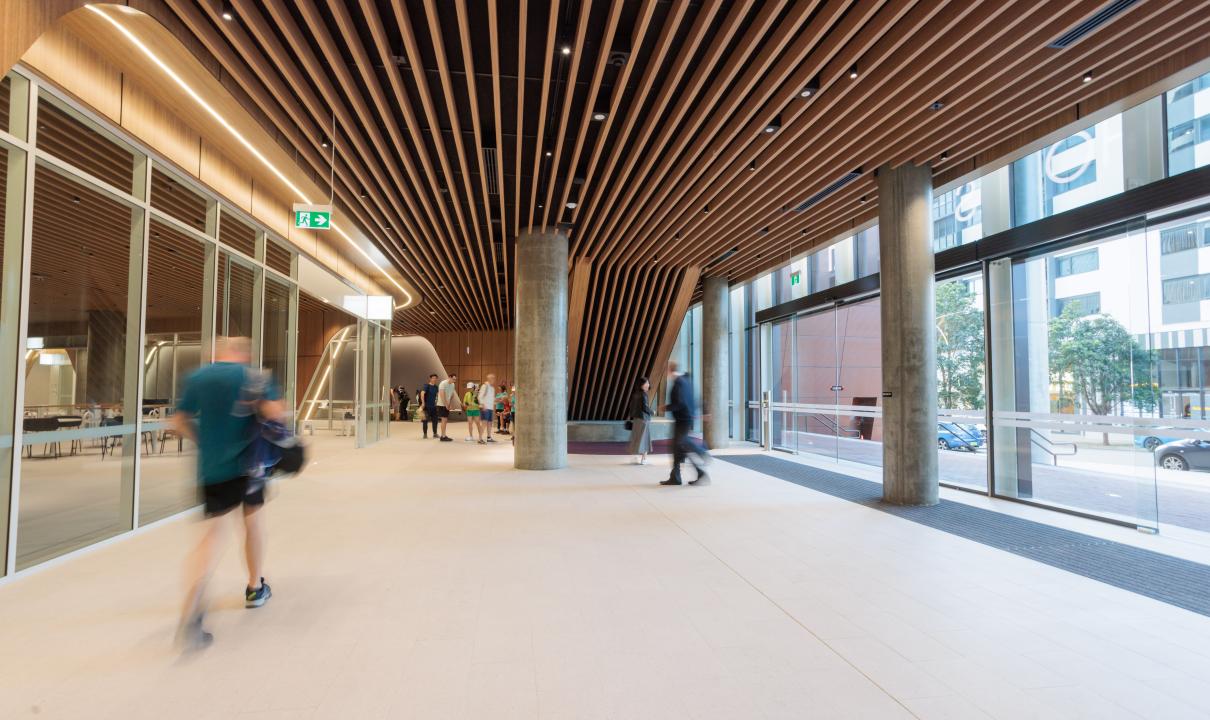 People walking in RRC corridor