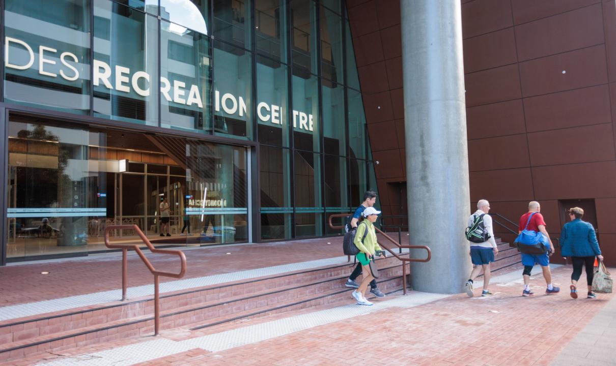 RRC Entrance people walking