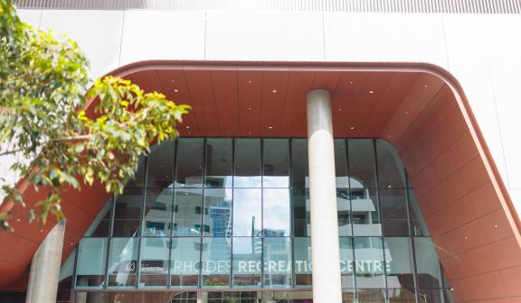 Exterior of Rhodes Rec Centre
