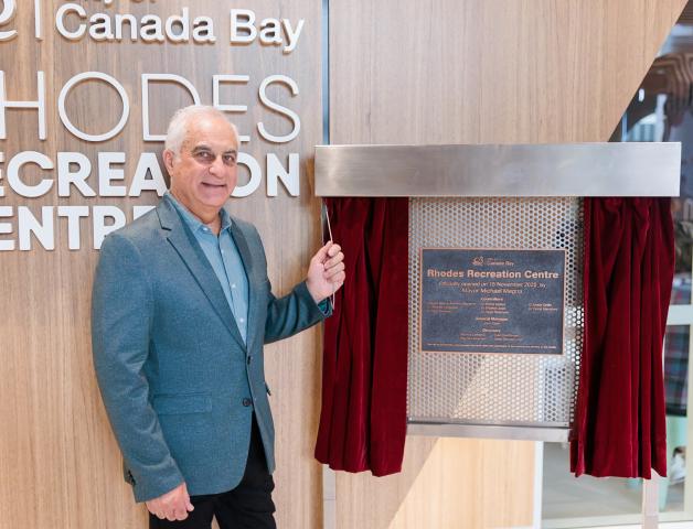 Mayor Megna with plaque